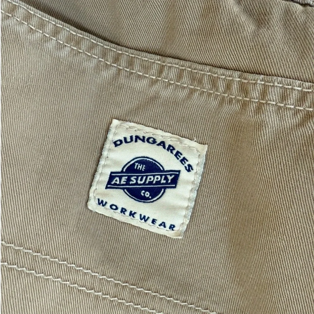 Vtg Y2K‎ American Eagle Dungarees Workwear Carpenter Pant Men 36x32 Khaki Baggy